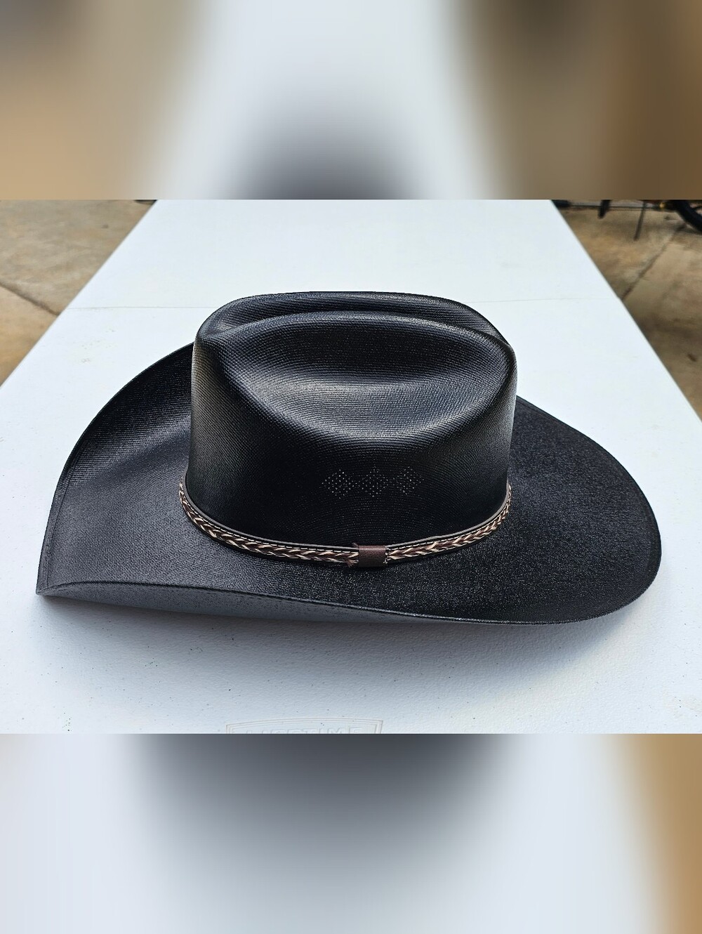 Black Straw Cowboy Hat Stretch Band L/XL